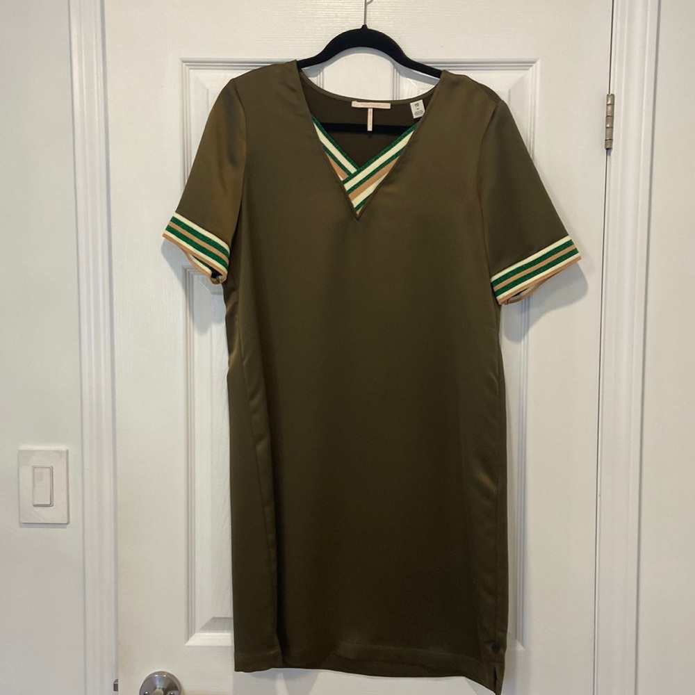 Scotch & Soda Olive Green Dress with Striped Accents